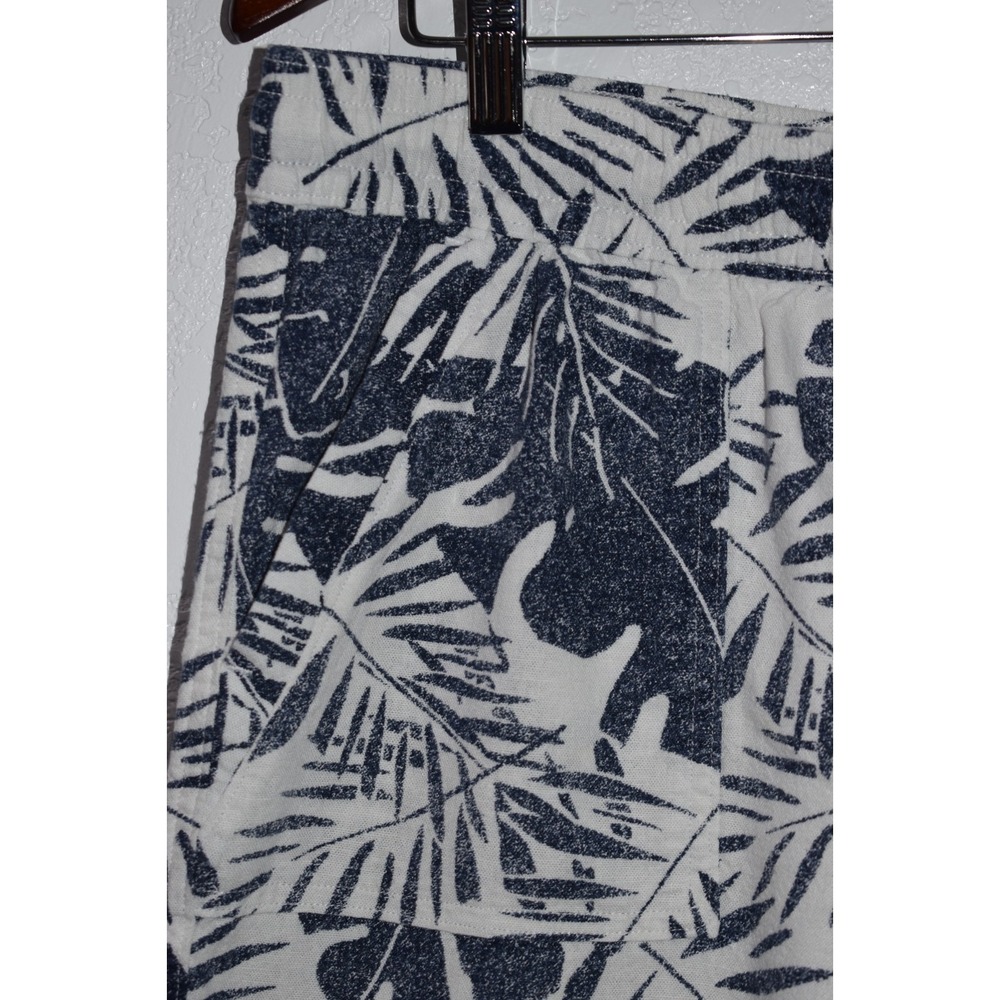 Nautica Womens LARGE Linen Blend Shorts Pull-On Tropical Hawiian Pockets Blue - Picture 5 of 16
